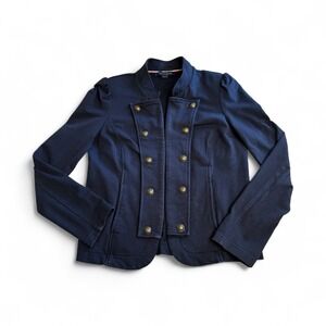 Tommy Hilfiger Sz M Navy Blue  Open Blazer Jacket Military Jersey Knit Blazer